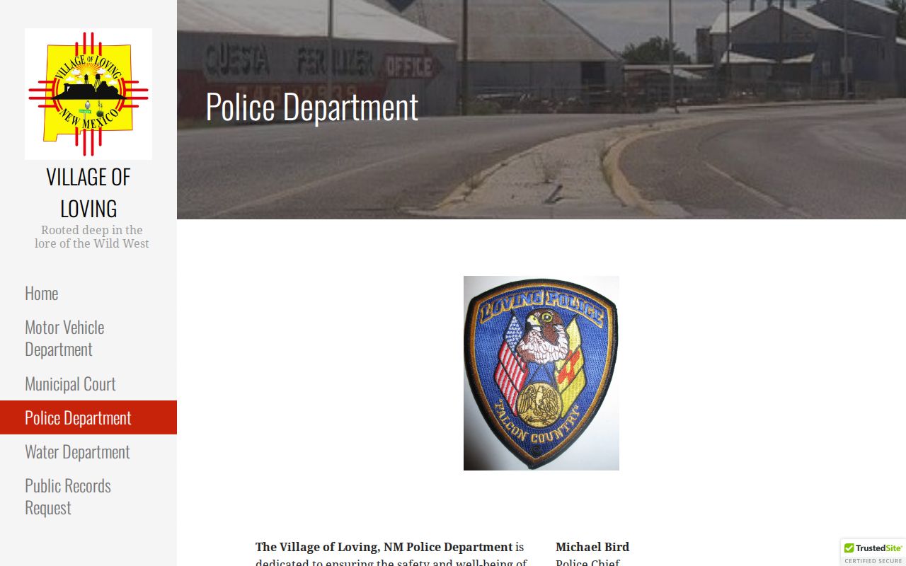 Loving criminal records Police Department page