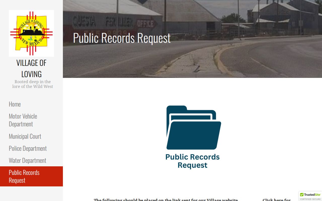 Loving criminal records village and police request page